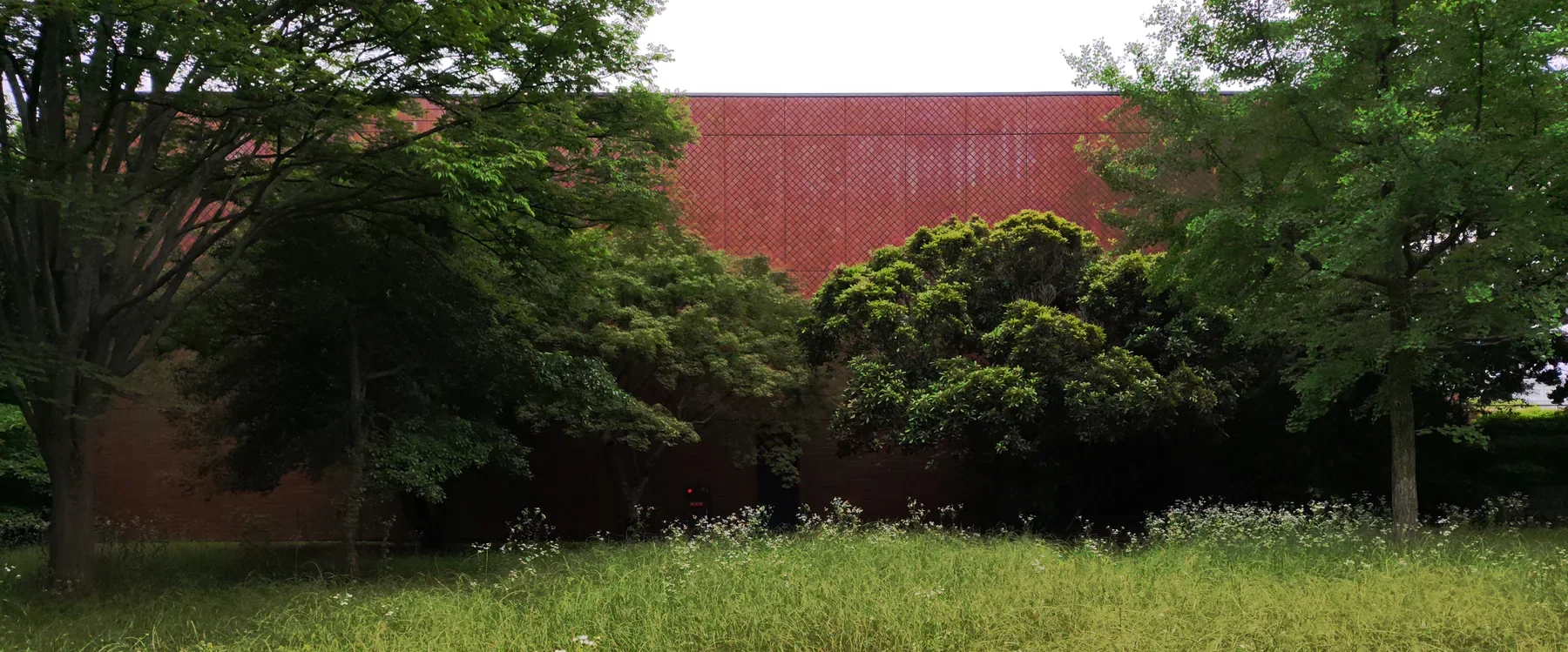 福岡市美術館北側外牆與大濠公園旁的館舍外觀